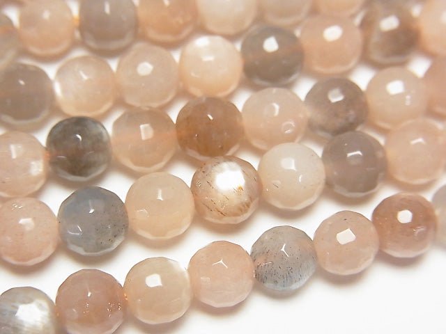 Multicolor Moonstone AAA - 128 Faceted Round 6 mm half or 1 strand beads (aprx.15 inch / 38 cm)