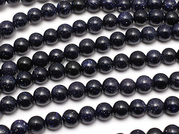 [Video] Blue Golden Sand Stone  Round 4mm 1strand beads (aprx.15inch/37cm)