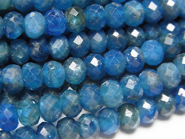 [Video]High Quality! Apatite AA+ Faceted Button Roundel 5.5x5.5x4mm half or 1strand beads (aprx.15inch/36cm)