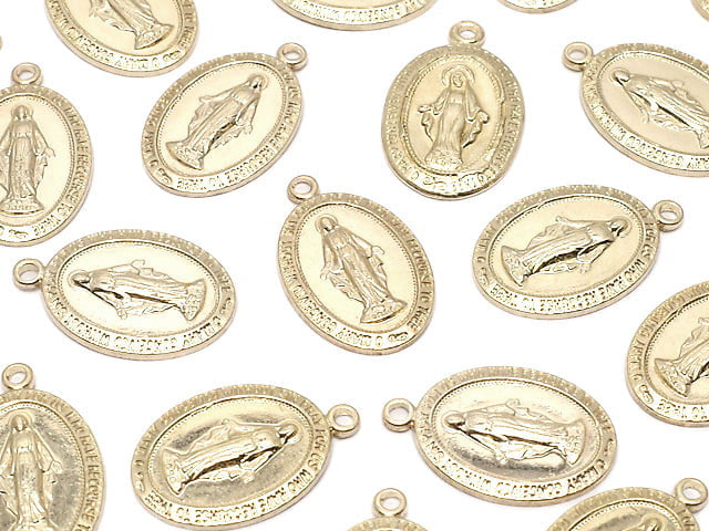 [Video] 14KGF Charm 14x9mm Miraculous Medal 1pc