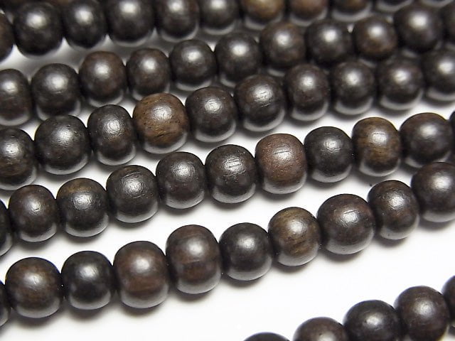 Ebony Wood  Semi Round 5mm 1strand beads (aprx.15inch/38cm)