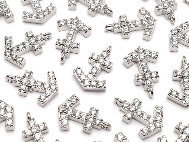 Metal Parts Charm 10.5 x 7 mm Ikari Silver Color (with CZ) 1 pc $1.79