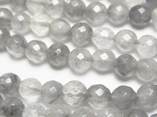 [Video] Gray Quartz AA 64Faceted Round 6mm 1strand beads (aprx.15inch / 37cm)
