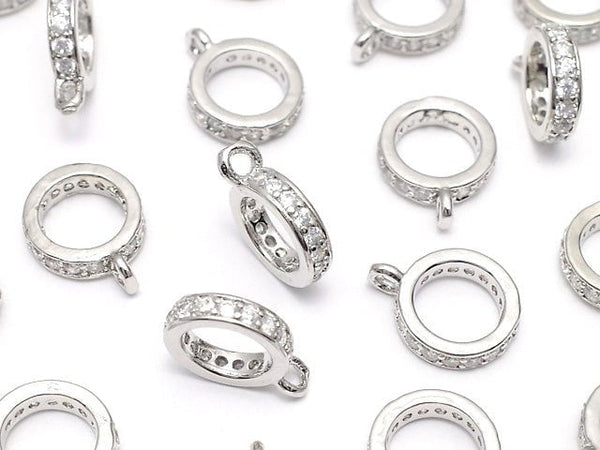 New size now available! Metal parts Roundel with Ring [6mm][7mm][8mm][10mm] Silver color (with CZ) 3pcs