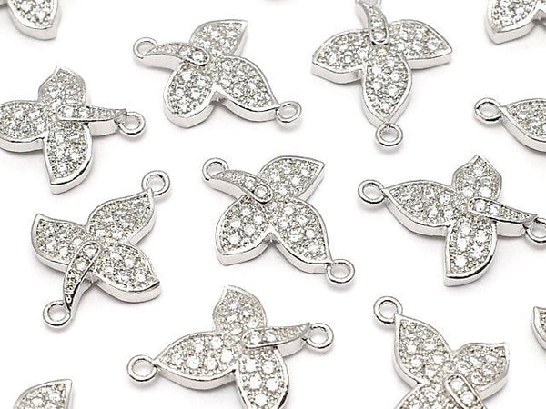 Metal Parts Joint Parts Leaf 15 x 11 mm Silver Color (with CZ) 1 pc $2.59