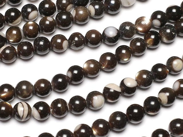 [Video]  Mother of Pearl MOP Brown Round 3mm 1strand beads (aprx.15inch / 38cm)