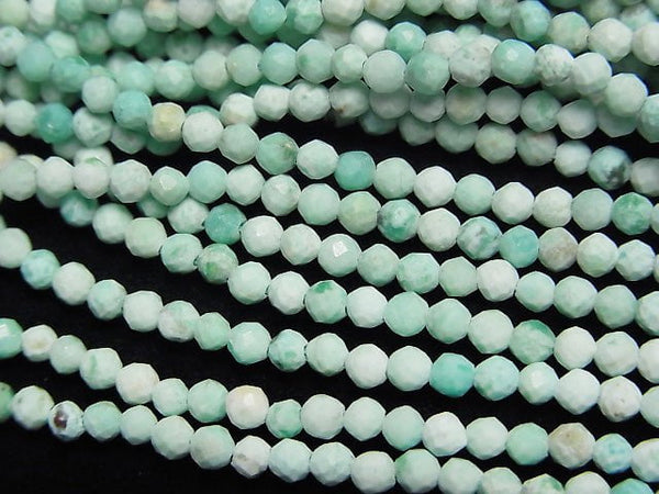 [Video] High Quality! Peru Chrysocolla Faceted Round 2mm 1strand beads (aprx.15inch / 38cm)