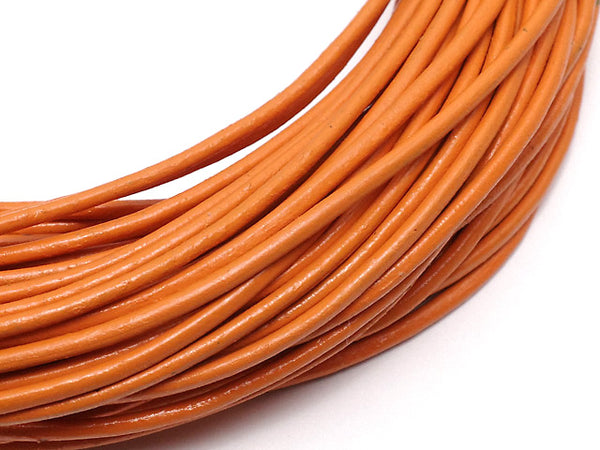 Europe Leather Cord Round wire [1 mm] [1.5 mm] [2 mm] orange 1 roll (20 m)