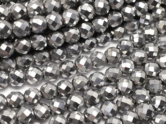 Magnetic! 1strand $7.79! Hematite 32 Faceted Round 4 mm silver coating 1 strand