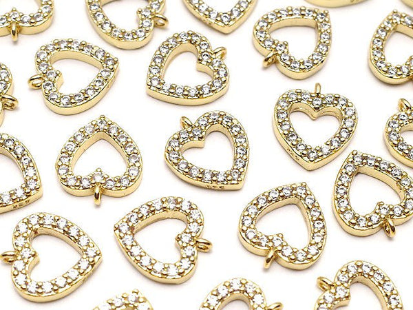 Metal Parts Charm 10 x 9 mm Heart Gold Color (with CZ) 1 pc $1.79