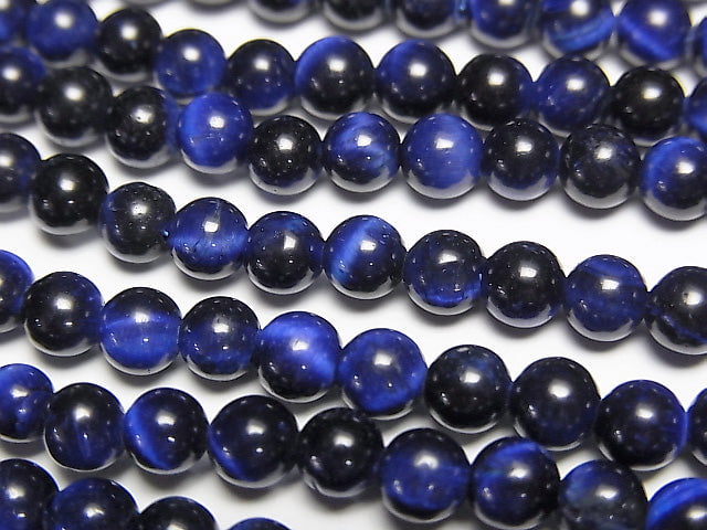 [Video] Blue color Tiger's Eye AAA Round 4mm 1strand beads (aprx.15inch/38cm)