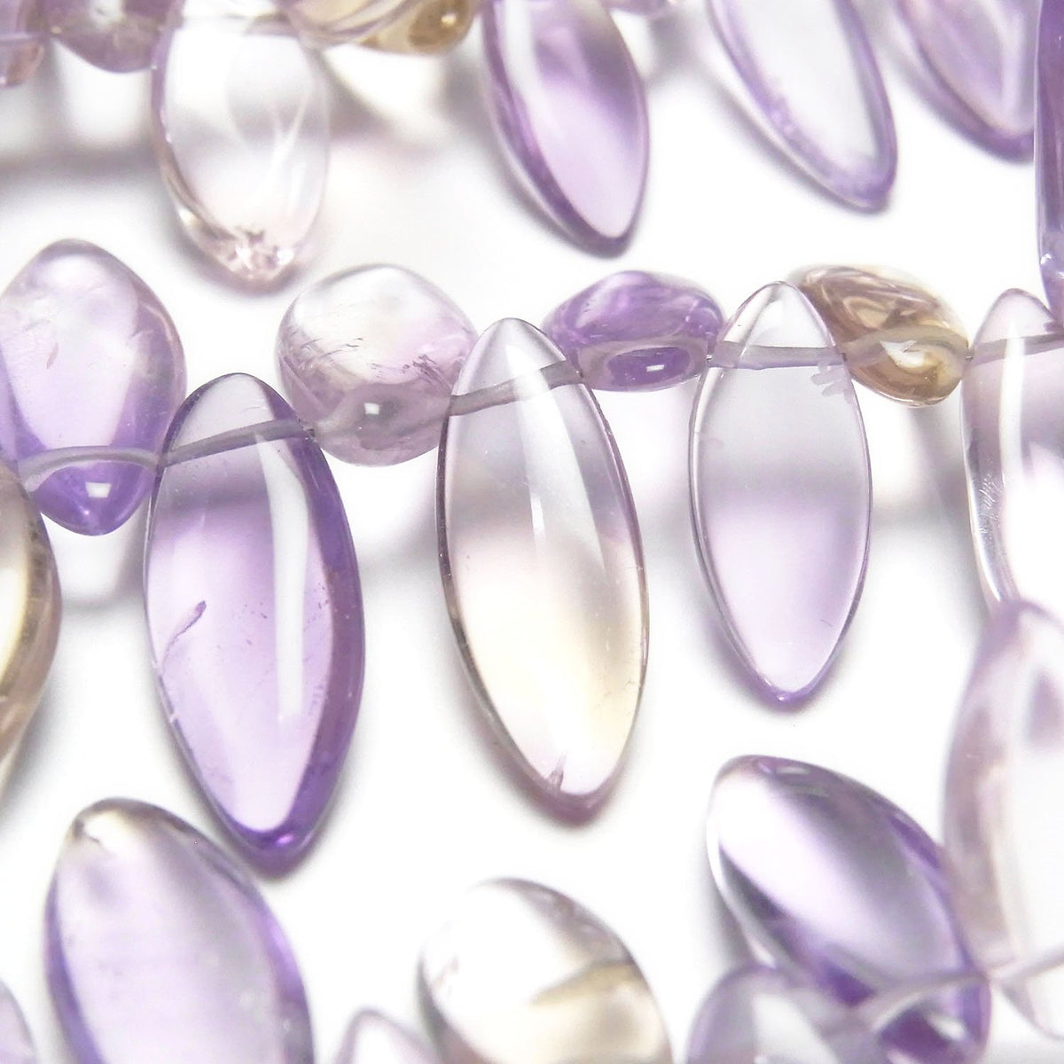 High Quality Amethyst x Citrine AA++ Marquise (Smooth) 1strand beads (aprx.7inch/18cm)