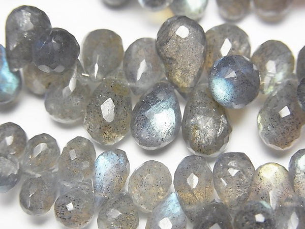 [Video] High Quality Labradorite AAA Drop  Faceted Briolette  1/4 or 1strand beads (aprx.8inch/20cm)