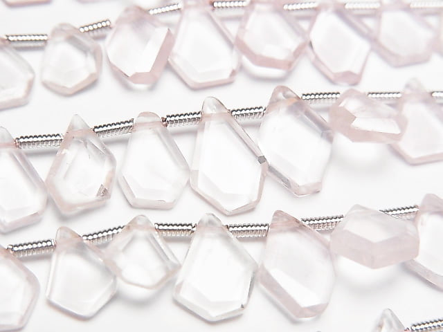 [Video] High Quality Rose Quartz AAA- Rough Slice Faceted 1strand beads (aprx.7inch / 17cm)