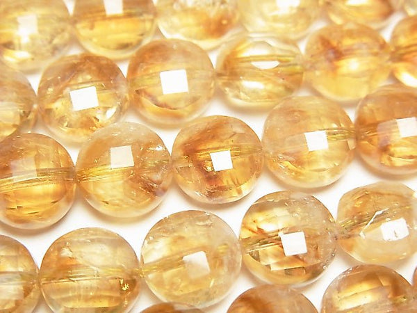 [Video]High Quality! Phantom Citrine AA+ Faceted Coin 10x10x6mm half or 1strand beads (aprx.15inch/36cm)