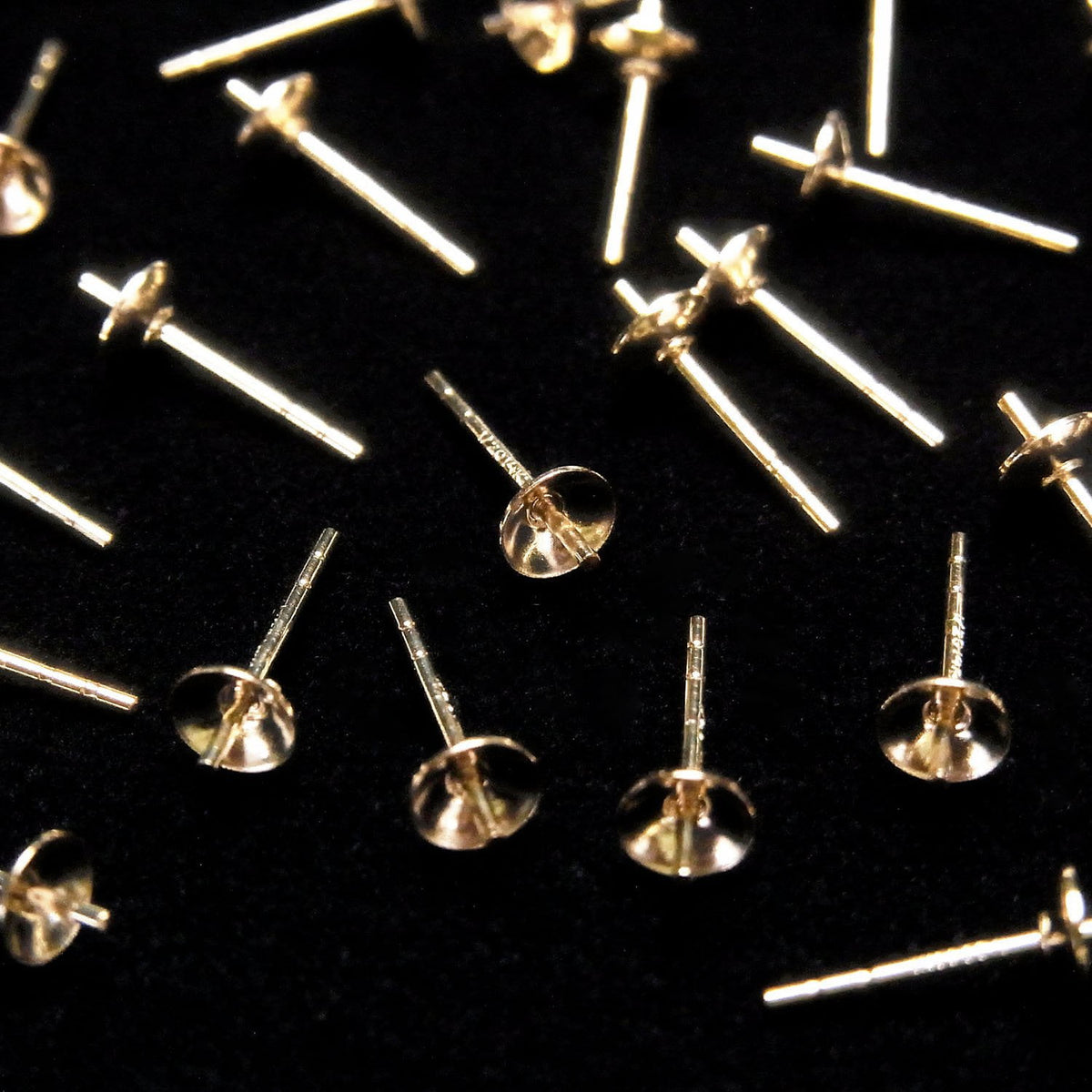 14KGF 直連式耳釘耳環 [3mm][4mm] 卡槽 2件 1對