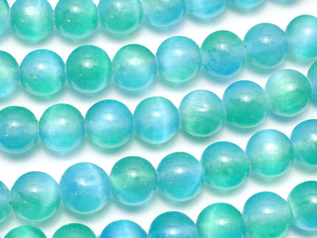 [Video] Selenite (Gypsum) Round 6mm [Blue x Green] 1strand beads (aprx.15inch/37cm)