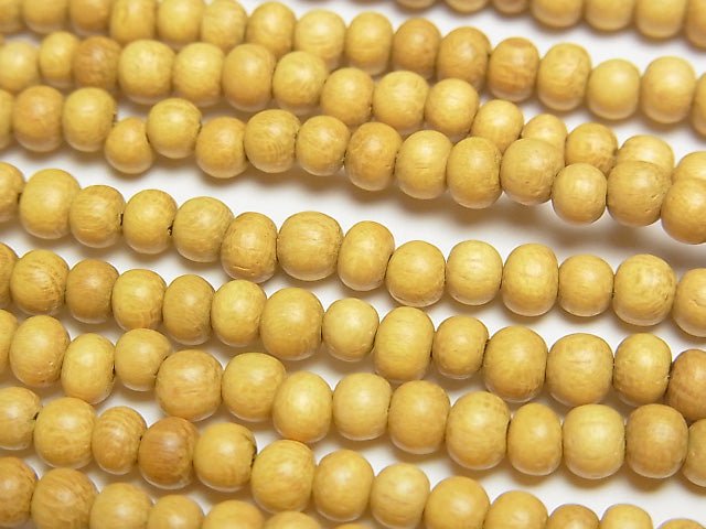 Wood Beads (Yellow) Semi Round 4-5mm 1strand beads (aprx.15inch/38cm)