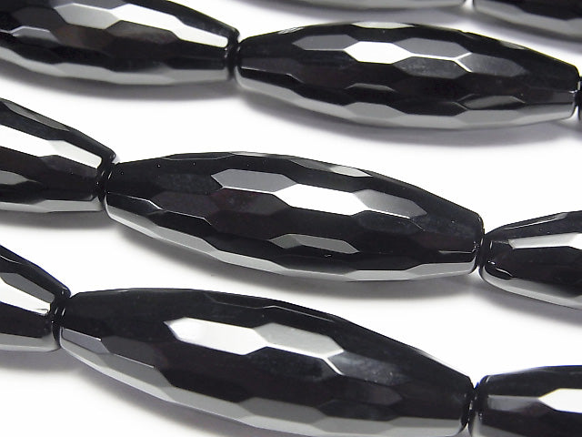 [Video] Onyx  Faceted Rice 40x10x10mm half or 1strand beads (aprx.15inch/38cm)