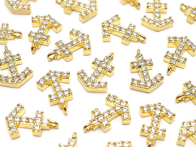 Metal Parts charm 11 x 7.5 Ikari gold color (with CZ) 1 pc $1.79
