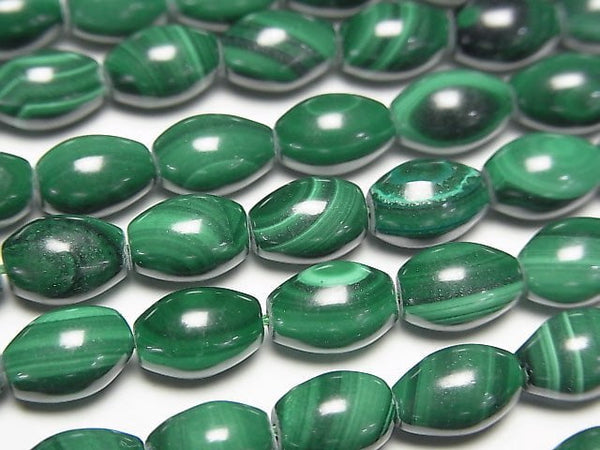 Malachite AAA- Rice 9x6x6mm half or 1strand beads (aprx.15inch/38cm)