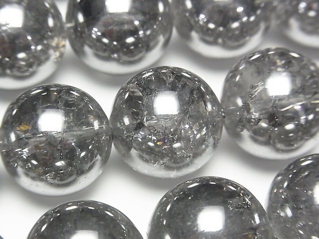 [Video]Cracked Silver Flash Crystal Round 18mm half or 1strand beads (aprx.15inch/36cm)