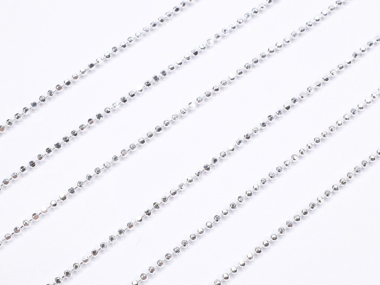 Chaîne Forçat Billes Coupées Argent 925 1mm sans placage avec Ajusteur Coulissant [45cm] Collier 1pc