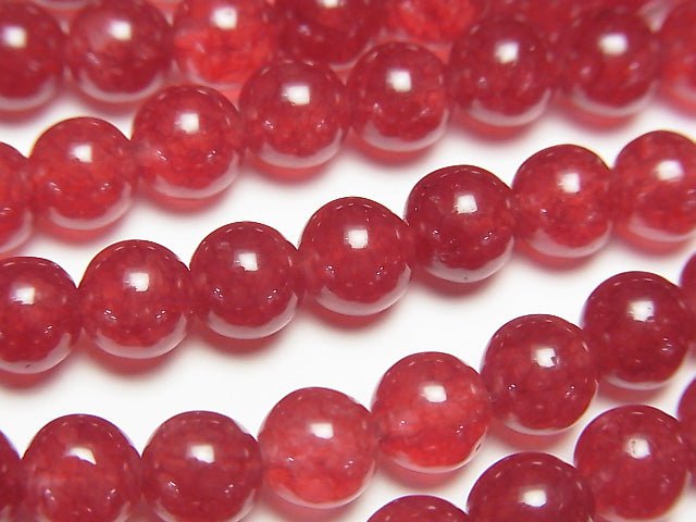 Red color Jade (clear type) Round 6mm 1strand beads (aprx.15inch / 37cm)