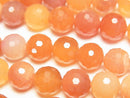 High Quality! Orange Color Chalcedony 128 Faceted Round 10 mm half or 1 strand beads (aprx.15 inch / 37 cm)