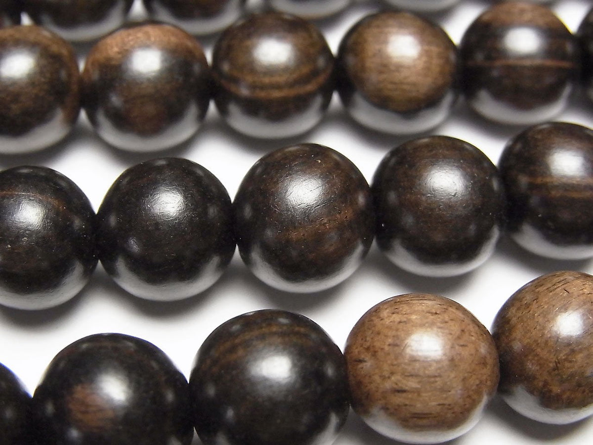 Ebony Wood Semi Round 12mm 1strand beads (aprx.15inch/38cm)