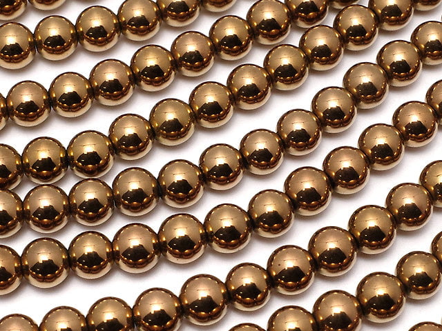 Hematite Round 4mm bronze color coating 1strand beads (aprx.15inch / 37cm)