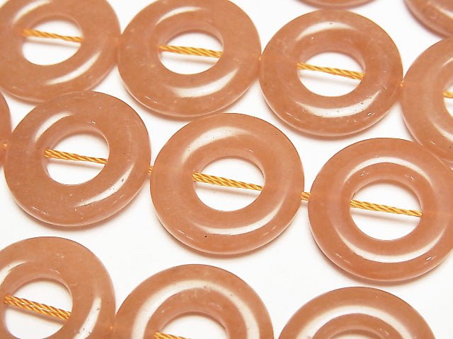 Orange Aventurine Coin (donut) 18 x 18 x 4 mm half or 1 strand (apr x 14 inch / 35 cm)