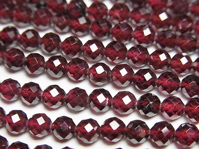 [Video] High Quality! Mozambique High Quality Garnet AAA Faceted Round 4mm 1-strand beads (approx. 15 inches/36 cm)