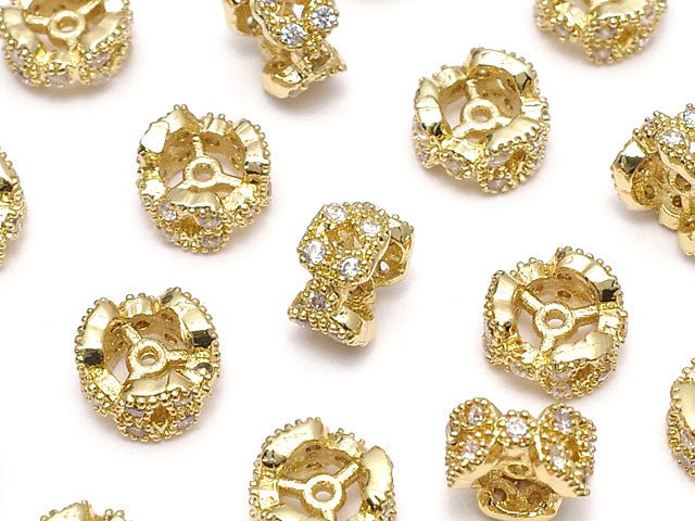 Metal Parts Rondelle 6 x 6 x 3 mm gold color (with CZ) 2 pcs $2.79!