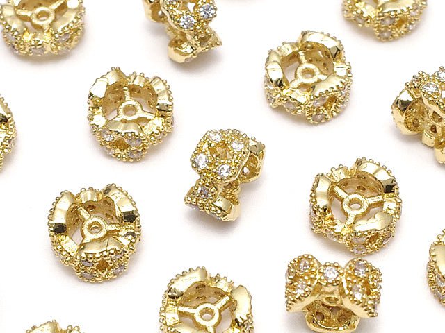 Metal Parts Roundel 6 x 6 x 3 mm gold color (with CZ) 2 pcs $2.79!