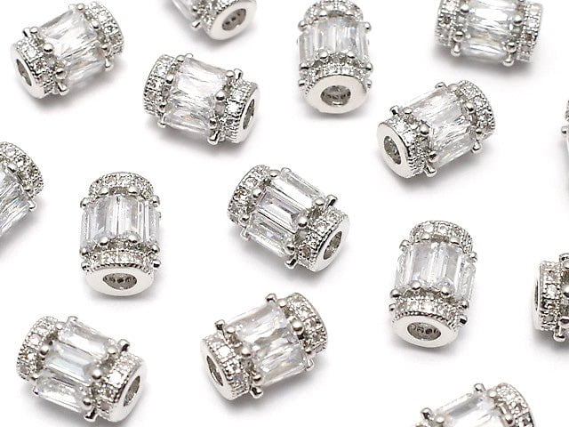 Metal Parts Roundel (Tube) 9 x 7 x 7 mm Silver Color (with CZ) 1 pc $3.79!