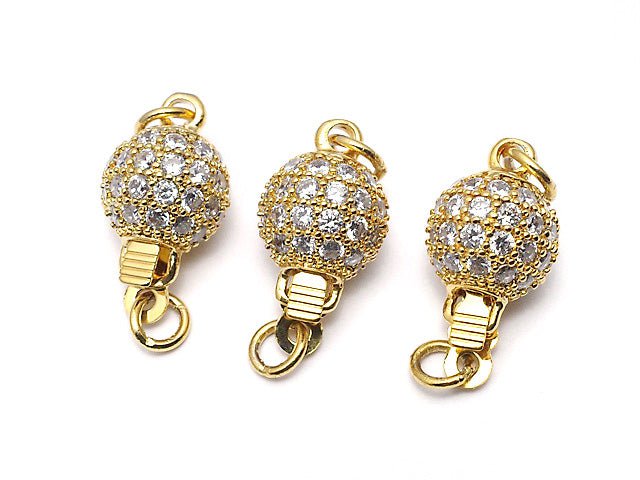Metal Parts clasp Round 8 mm, 10 mm gold color (with CZ) 1 pc $3.99
