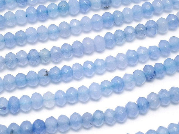 Blue Color Jade Faceted Button Roundel 3 x 3 x 2 mm 1strand beads (aprx.13 inch / 33 cm)