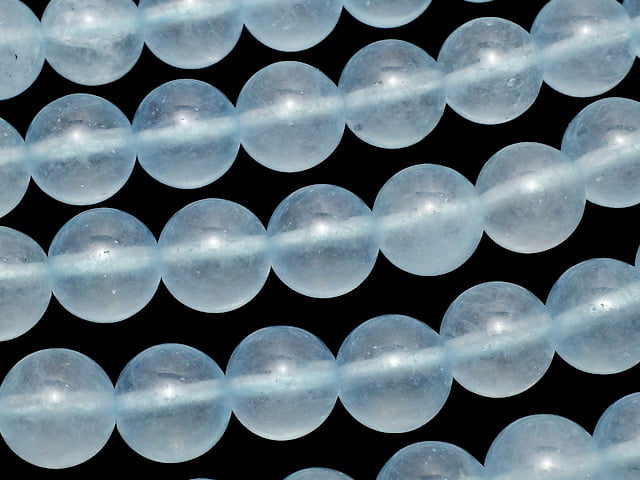Light Blue Color Jade (Clear Type) Round 8mm 1strand beads (aprx.14inch / 35cm)