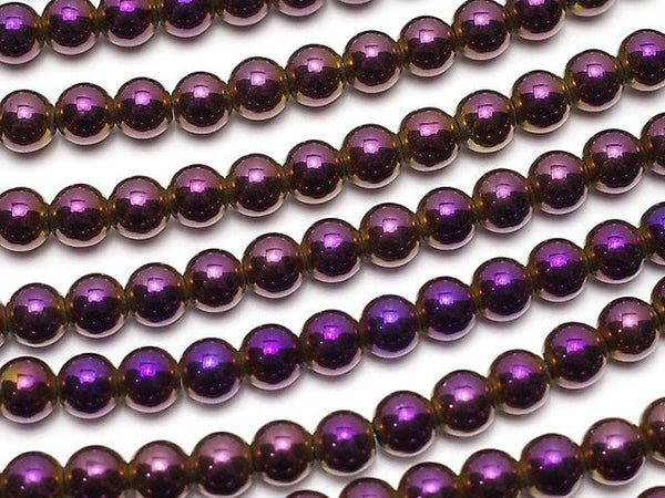 Hematite Round 4mm Metallic Purple - Red 1strand beads (aprx.15inch / 38cm)
