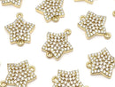 Metal Parts Star Motif Both Side Charm 15 x 13 mm Gold Color (with CZ) 2 pcs