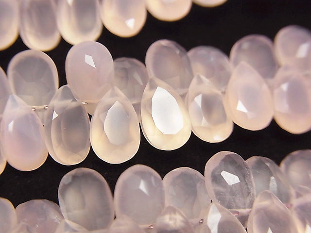 [Video] High Quality Pink Chalcedony AAA Pear shape Faceted 8 x 5 x 3 mm 1/4 or 1strand beads (aprx.7 inch / 17 cm)