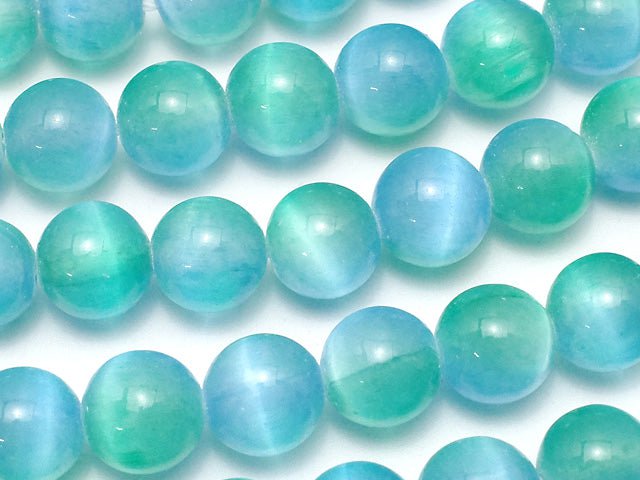 [Video] Selenite (Gypsum) Round 8mm [Blue x Green] 1strand beads (aprx.15inch/37cm)