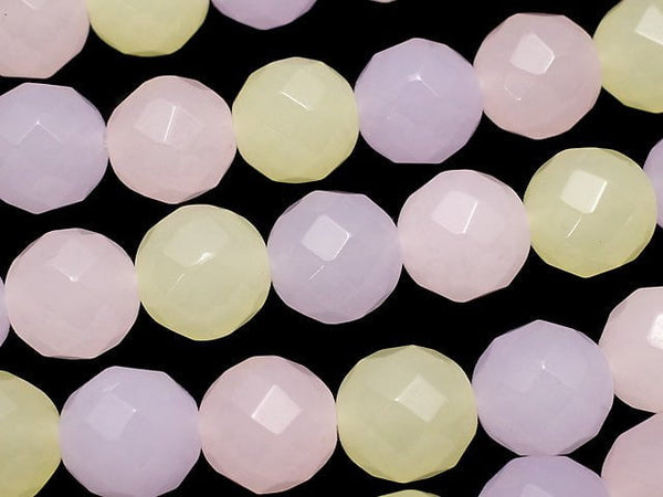 1strand $7.79! Pastel Mix Jade 64Faceted Round 10mm 1strand beads (aprx.14inch / 35cm)