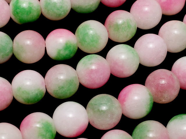 Pink & Green Jade Round 8mm 1strand beads (aprx.15inch / 36cm)