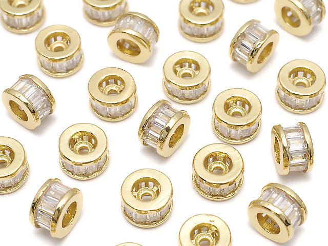 Metal Parts Roundel 6x6x3.5mm Gold with CZ 2pcs $2.99!