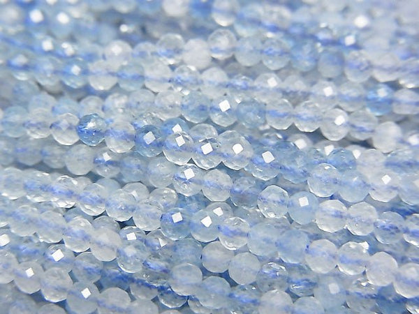 High Quality!  1strand $7.79! Aquamarine AA+ Faceted Round 2.5mm  1strand beads (aprx.15inch/38cm)