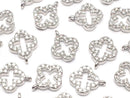 Metal Parts Charm 10x8mm Flower Silver Color (with CZ) 1pc $1.79