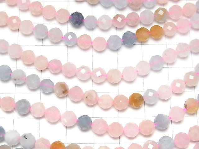 [Video] High Quality! Beryl Mix (Multicolor Aquamarine) AA 64Faceted Round 6mm half or 1strand beads (aprx.15inch / 37cm)