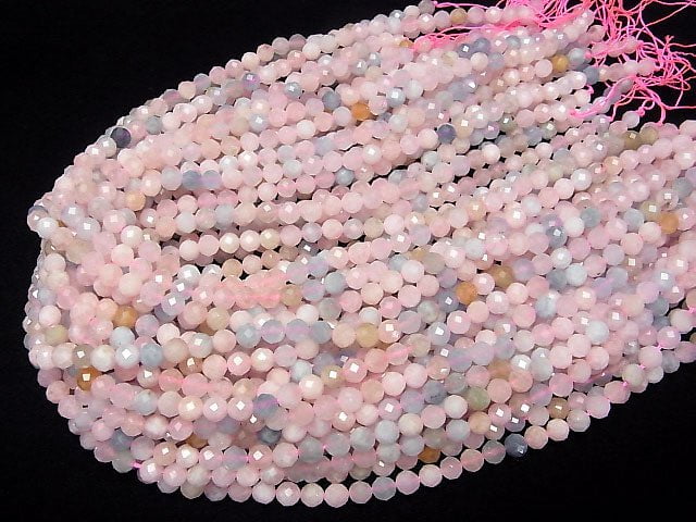 [Video] High Quality! Beryl Mix (Multicolor Aquamarine) AA 64Faceted Round 6mm half or 1strand beads (aprx.15inch / 37cm)